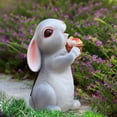 thumbnail image 1 of Kuroiy Solar Powered Bunny Garden Statue Resin Figurine with LED Light, Outdoor Patio Decor, Weather Resistant Durable Gray Rabbit, Lifelike Textured Finis, 1 of 9