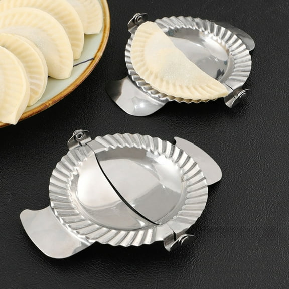 Kuroiy Stainless Steel Dumpling Maker Press | 304 Steel Pastry Dough Sealer | Wavy Edge Pierogi Ravioli Pie Tool | Convenient Kitchen Gadget | Silver | 1 Piece | 5 in