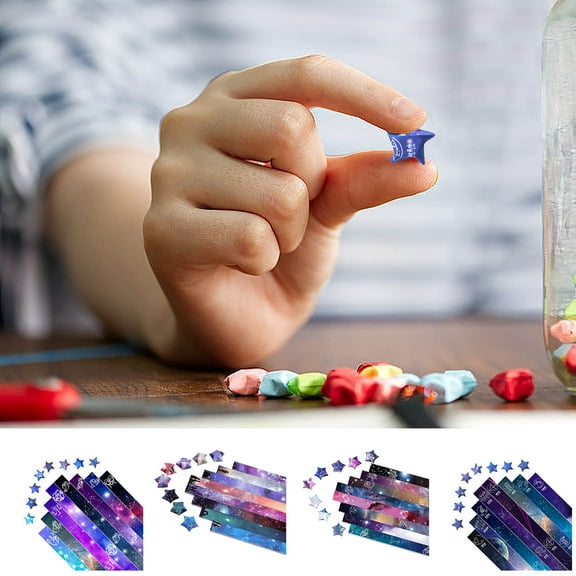 Kuroiy Star Paper Strips | Colorful Origami Star Folding Paper | DIY Hand Art Crafts | Bright Pattern Decoration | 1 Bag Wish Star Paper for Arts | Easy to Fold | Moderate Thickness