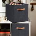 thumbnail image 1 of Kuroiy Storage Cubes 9.49GAL Foldable Organizing Baskets | Decorative Black Fabric Bin | 13x13x13in Sturdy Collapsible Organizer | Modern Home, Office, Living Room, Closet | Durable Large Capacity, 1 of 6