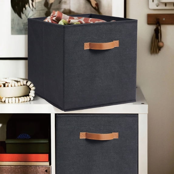 Kuroiy Storage Cubes 9.49GAL Foldable Organizing Baskets | Decorative Black Fabric Bin | 13x13x13in Sturdy Collapsible Organizer | Modern Home, Office, Living Room, Closet | Durable Large Capacity