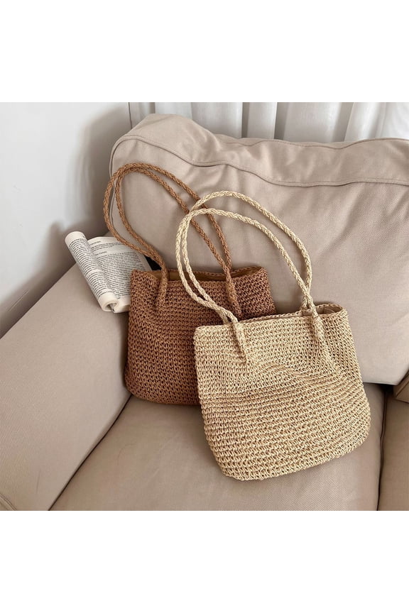 Straw Crochet Backpack for Women | Flap Drawstring Shoulder Bag | Large Capacity Purse | Hand-Woven Boho Beach Daypack | Multi-Use Tote 37x30cm | Summer Crossbody