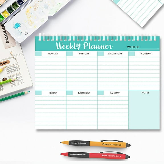 Kuroiy Weekly Planner Notebook | Double Line Layout | Task Prioritization System | Tear-Off Sheets | Cardboard Backing | 8 Daily Entries | Notes Section | 25.4x19cm | 1 Pack