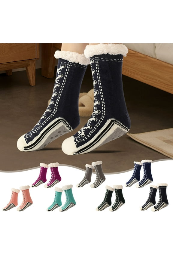 Winter Floor Socks | Extra Thick Fleece Lined Warm Thermal Home Slipper Socks | Insulated Cozy Indoor & Outdoor Wear | Modern Stylish Design | 1 Pair | Machine Washable