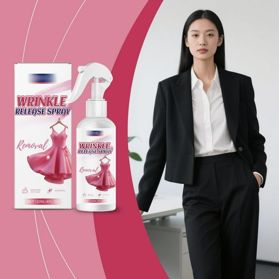 Kuroiy Wrinkle Remover Spray 120ml | Fabric Care for Cotton Polyester Silk | Quick Wrinkle Release | Portable Travel Size | Easy No-Iron Solution | Fresh Clothes On-the-Go