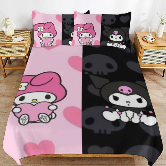 Kuromi 3-Piece All Season Bedding Set, Comforter Set with Pillow Shams for Bedroom & Dorm Decor, Ideal Gifts for Women Men Teens Friends Family