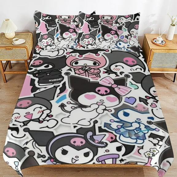 Kuromi 3-Piece All Season Bedding Set, Comforter Set with Pillow Shams for Bedroom & Dorm Decor, Ideal Gifts for Women Men Teens Friends Family
