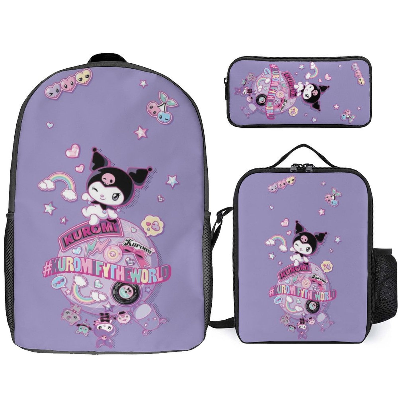 kuromセット Kuromi 3 Piece Set School Bag Set Daypack Backpack Tote Bag