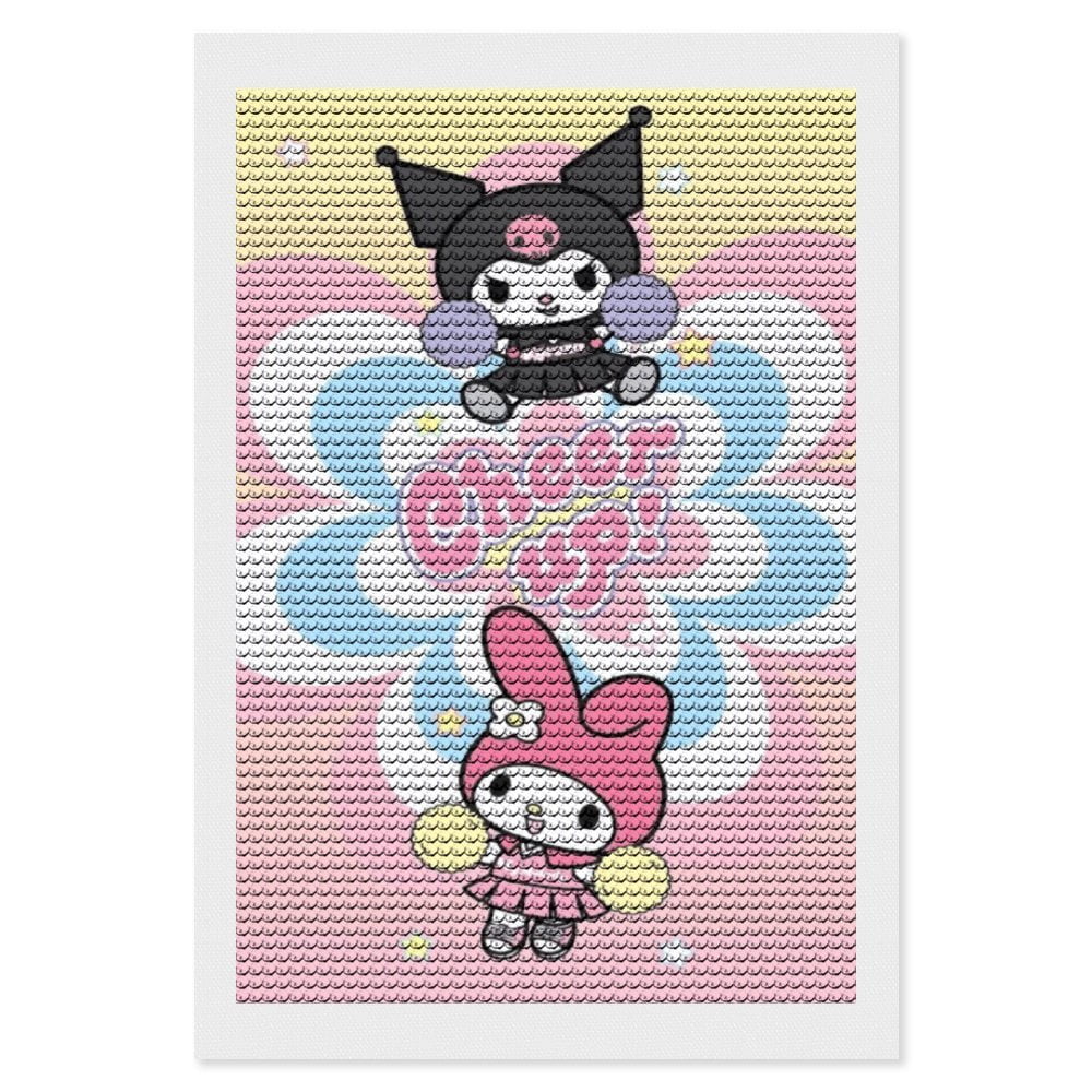 Kuromi And Melody Cartoon Diamond Art Kits 5D Diamond Art Kits for Adults Kids Beginner,DIY Full