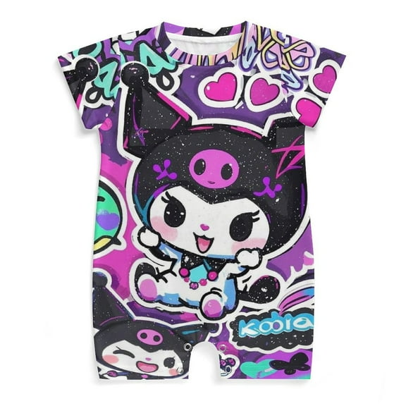 Kuromi And My Melody Baby Boy Girl Romper Short Sleeve Cotton Bodysuit Outfits Jumpsuit Summer One Piece Clothes