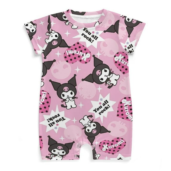 Kuromi And My Melody Baby Boy Girl Romper Short Sleeve Cotton Bodysuit Outfits Jumpsuit Summer One Piece Clothes