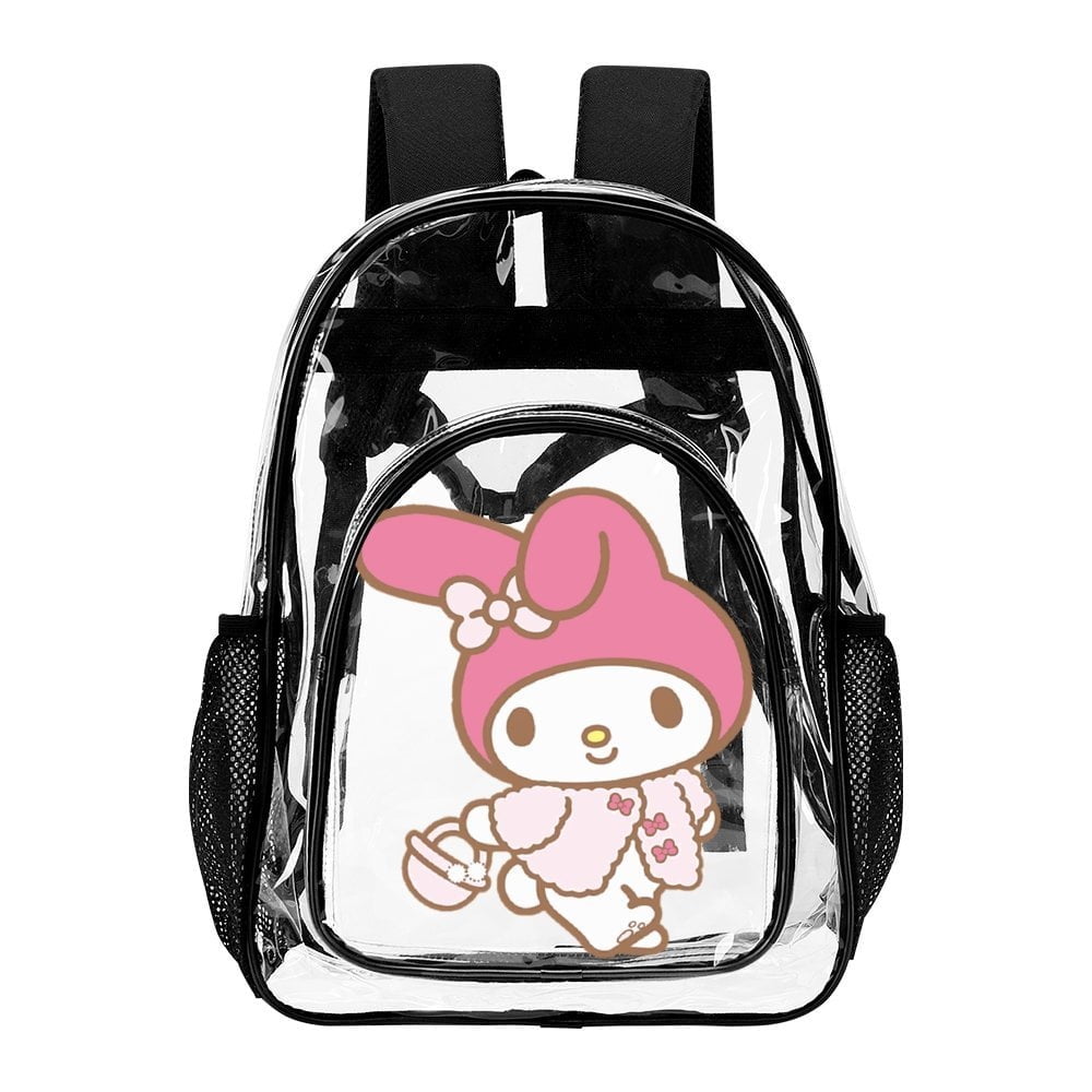 Kuromi And My Melody Clear Backpack Heavy Duty See Through Bookbag Transparent Bag for Colleges School Work Sport Travel