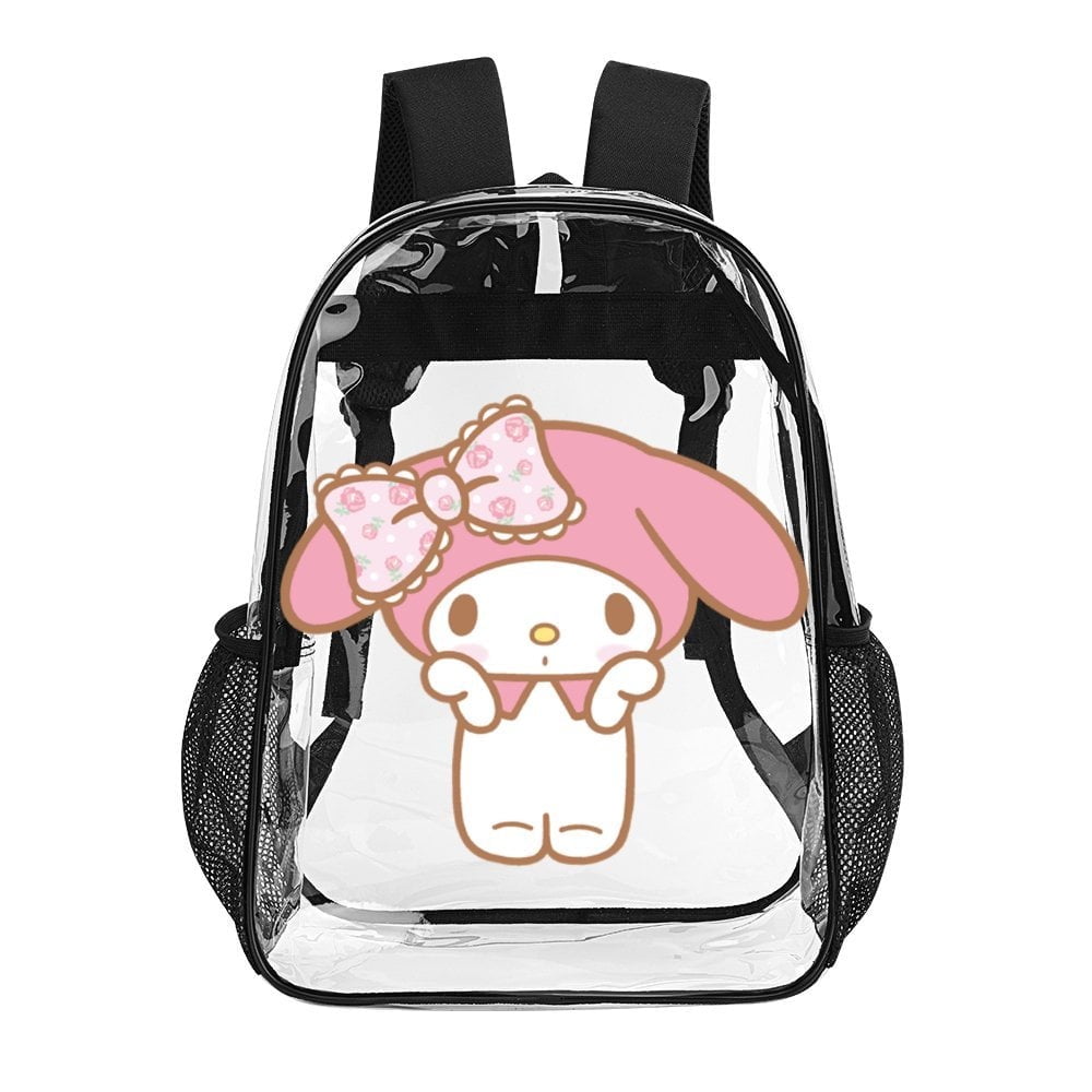 Kuromi And My Melody Clear Backpack Heavy Duty See Through Bookbag Transparent Bag for Colleges School Work Sport Travel