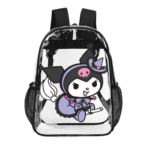 Kuromi And My Melody Clear Backpack Heavy Duty See Through Bookbag Transparent Bag for Colleges School Work Sport Travel