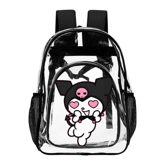Kuromi And My Melody Clear Backpack Heavy Duty See Through Bookbag Transparent Bag for Colleges School Work Sport Travel