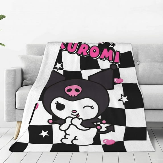 Kuromi And My Melody Fleece Blanket Super Soft Cozy Throw Blanket 50"X40", Lightweight Fuzzy Comfy Flannel Blanket Warm Plush Throw Blankets For Couch, Sofa, Bed