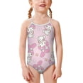 thumbnail image 1 of Kuromi And My Melody Girls One Piece Swimsuits Hawaiian Summer Swimwear Beach Bathing Suit Outfits, 1 of 6