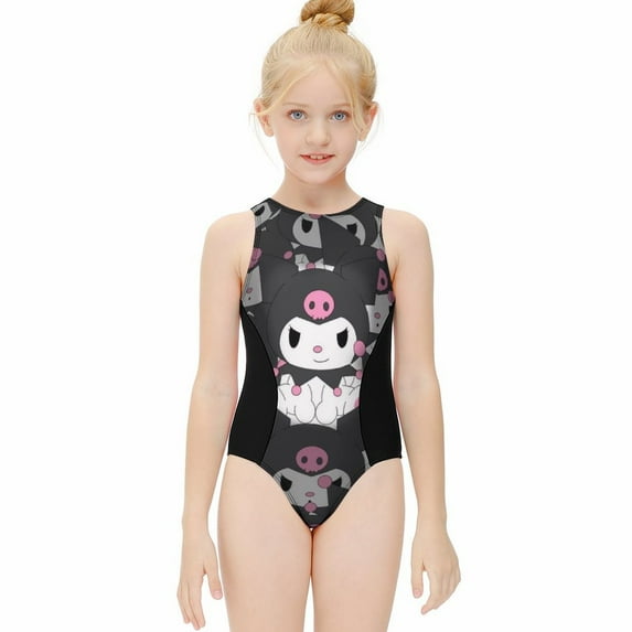 Kuromi And My Melody Girls One Piece Swimsuits Hawaiian Summer Swimwear Beach Bathing Suit Outfits