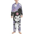 thumbnail image 1 of Kuromi And My Melody Hooded Union Suit Pajama Soft Comfy PJs Sleepwear, 1 of 7