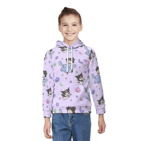 Kuromi And My Melody Hoodie 3D Print Pullover Hooded Long Sleeve Sweatshirts Tops Blouse with Pocket for Boys Girls S
