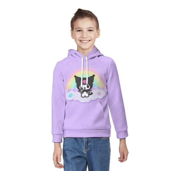 Kuromi And My Melody Hoodie 3D Print Pullover Hooded Long Sleeve Sweatshirts Tops Blouse with Pocket for Boys Girls S