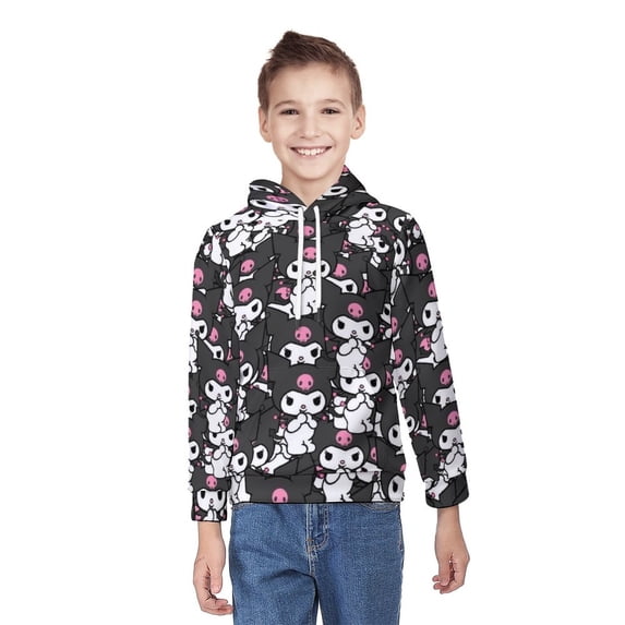 Kuromi And My Melody Hoodie 3D Print Pullover Hooded Long Sleeve Sweatshirts Tops Blouse with Pocket for Boys Girls XL