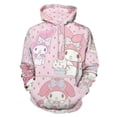 thumbnail image 1 of Kuromi And My Melody Hoodie 3D Print Pullover Hooded Long Sleeve Sweatshirts Tops Blouse with Pocket for Mens Womens, 1 of 6