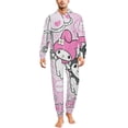 thumbnail image 1 of Kuromi And My Melody Unisex Onesie Pajamas Zipper Jumpsuit Hooded One Piece Sleepwear for Family Mens Womens, 1 of 7