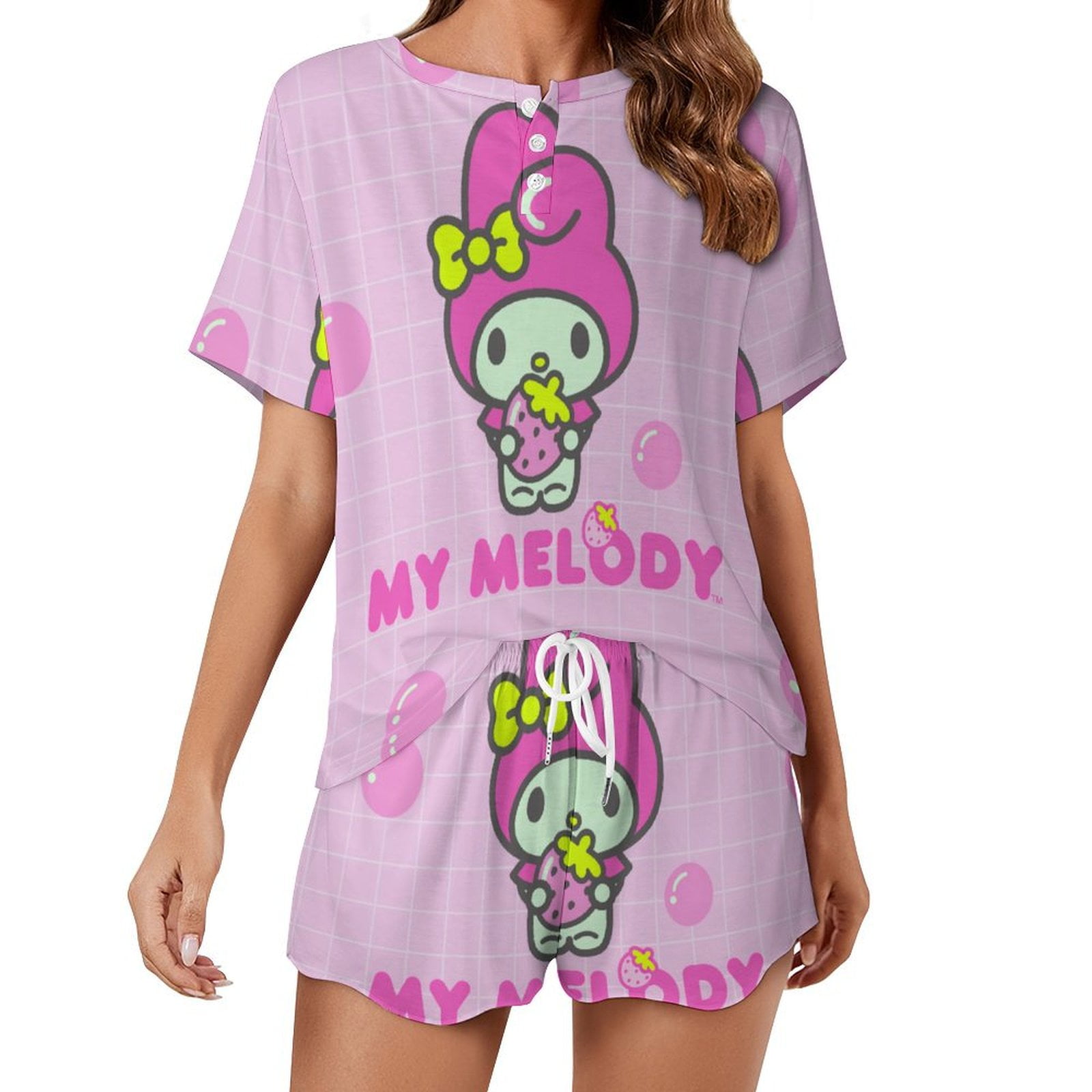 Kuromi And My Melody Women Pajamas Set Loungewear Sleepwear 2 Piece PJ ...