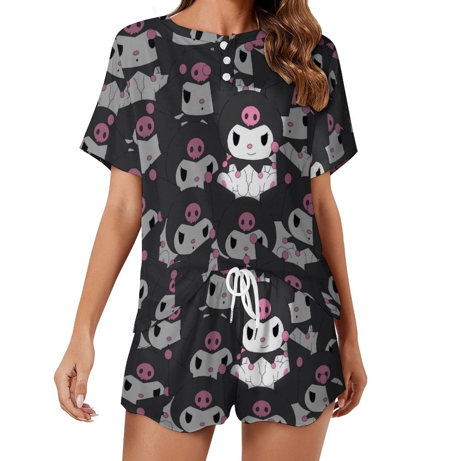 Kuromi And My Melody Women Pajamas Set Loungewear Sleepwear 2 Piece PJ ...