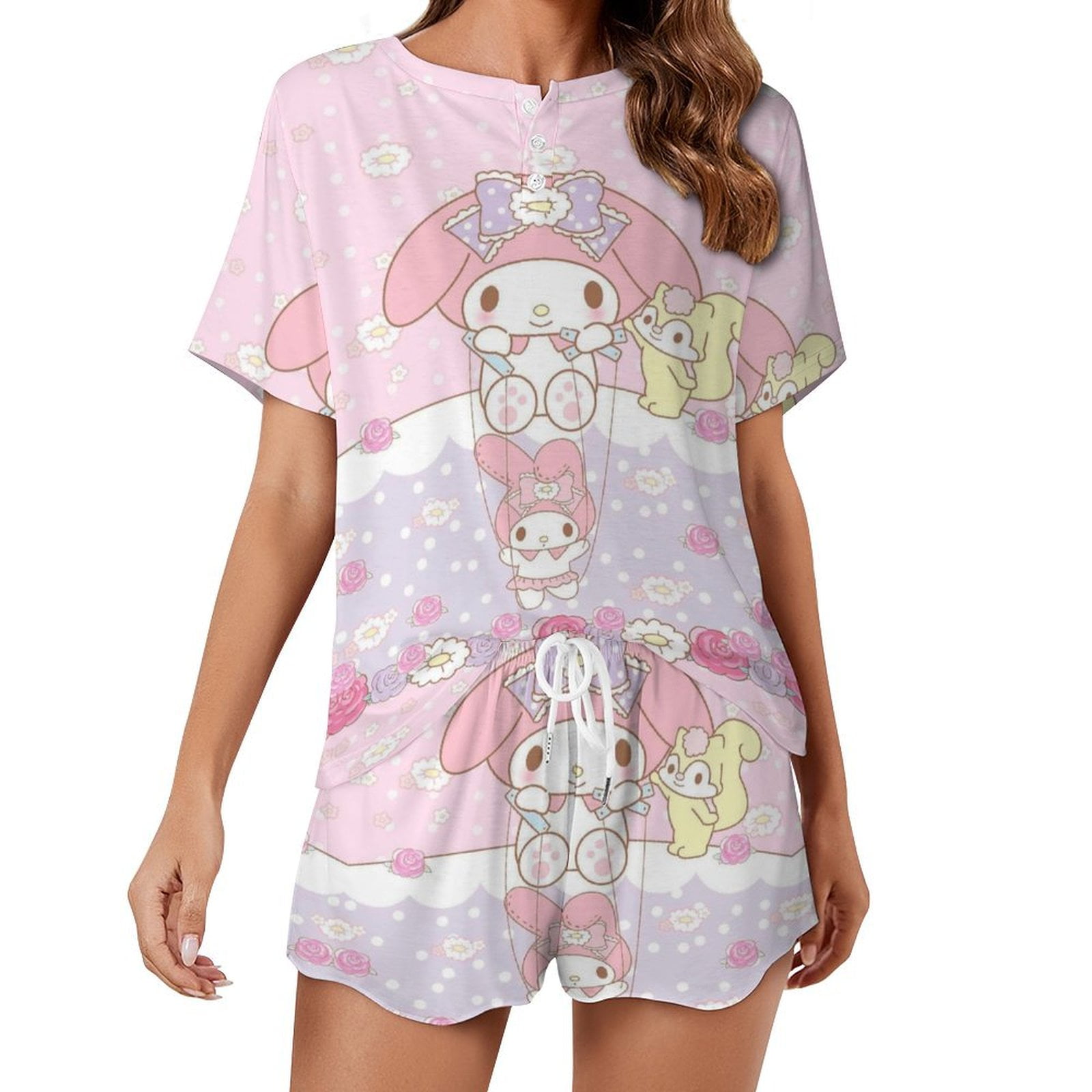 Kuromi And My Melody Women Pajamas Set Loungewear Sleepwear 2 Piece PJ ...