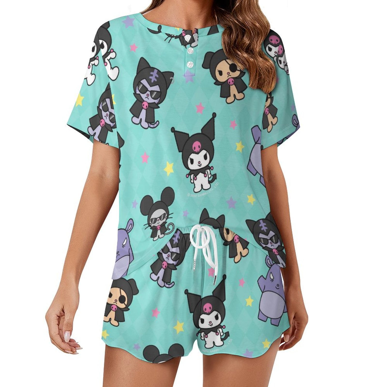 Kuromi And My Melody Women Pajamas Set Loungewear Sleepwear 2 Piece PJ ...