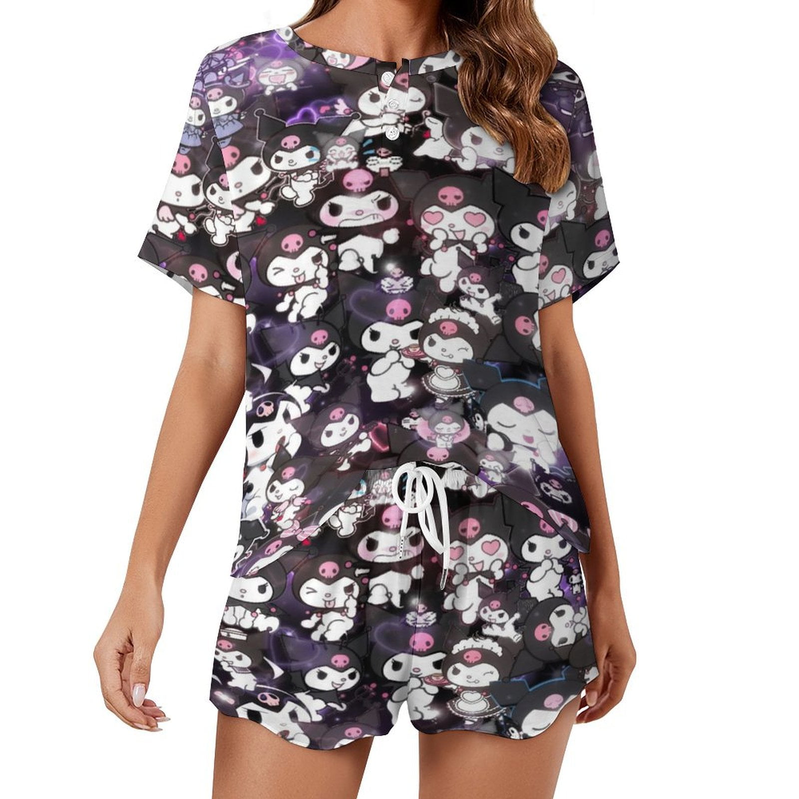 Kuromi And My Melody Women Pajamas Set Loungewear Sleepwear 2 Piece PJ ...