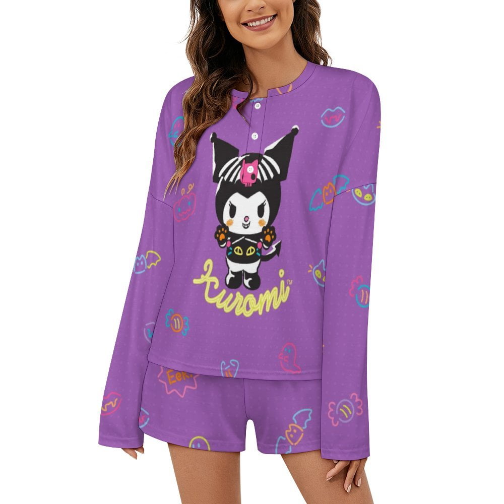 Kuromi And My Melody Women Pajamas Set Loungewear Sleepwear 2 Piece PJ ...