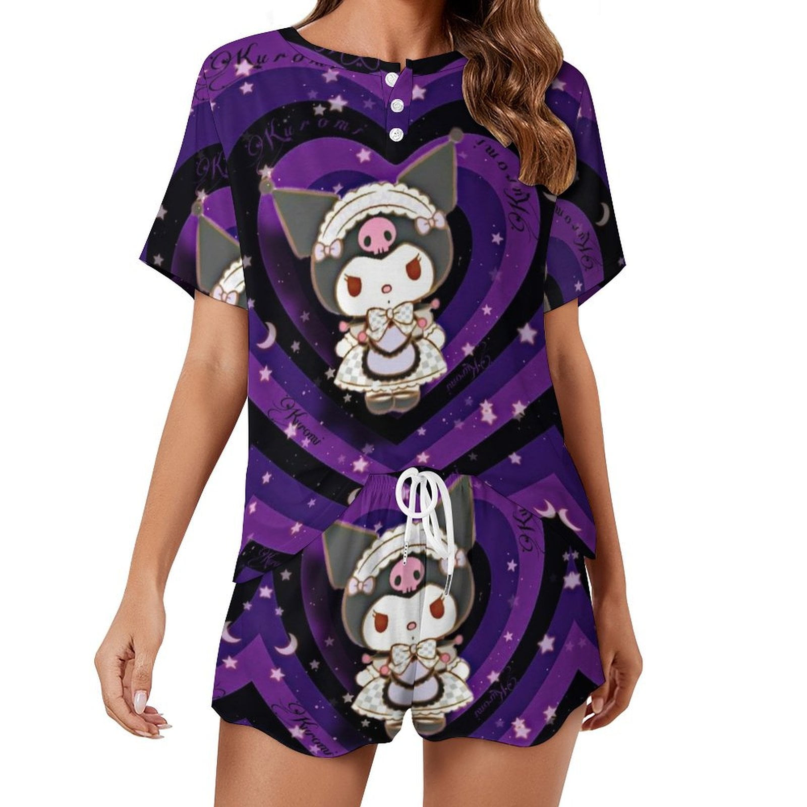 Kuromi And My Melody Women Pajamas Set Loungewear Sleepwear 2 Piece PJ ...