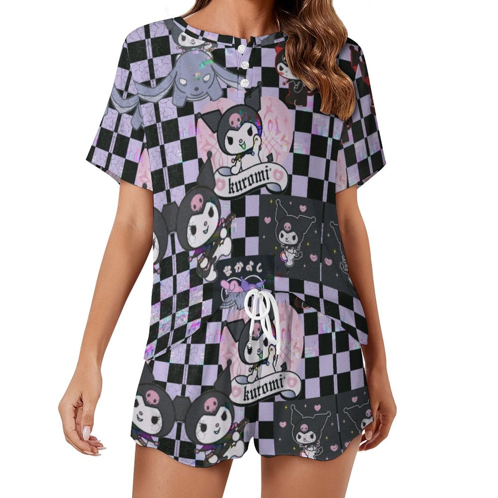 Kuromi And My Melody Women Pajamas Set Loungewear Sleepwear 2 Piece PJ ...