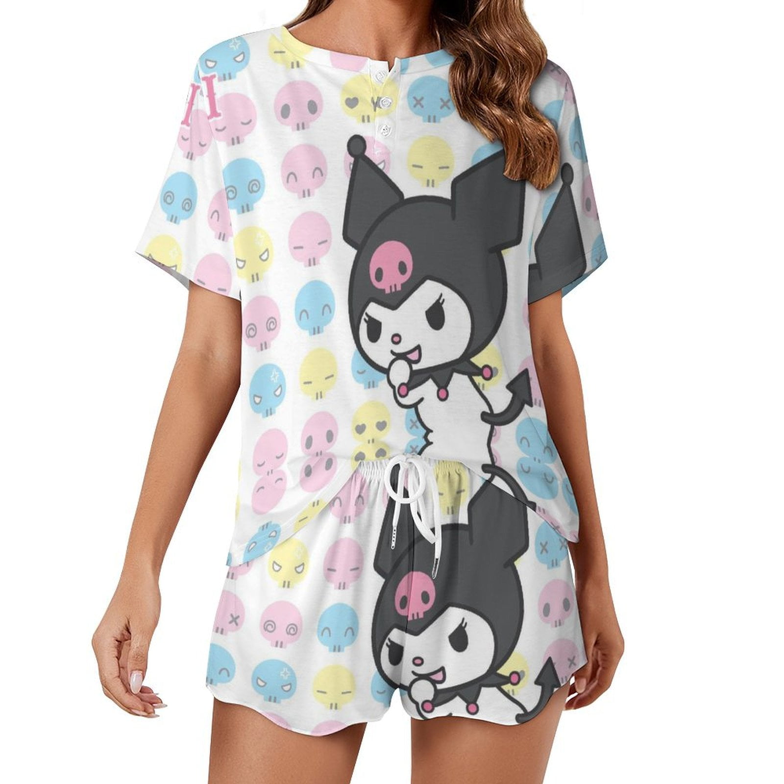 Kuromi And My Melody Women Pajamas Set Loungewear Sleepwear 2 Piece PJ ...