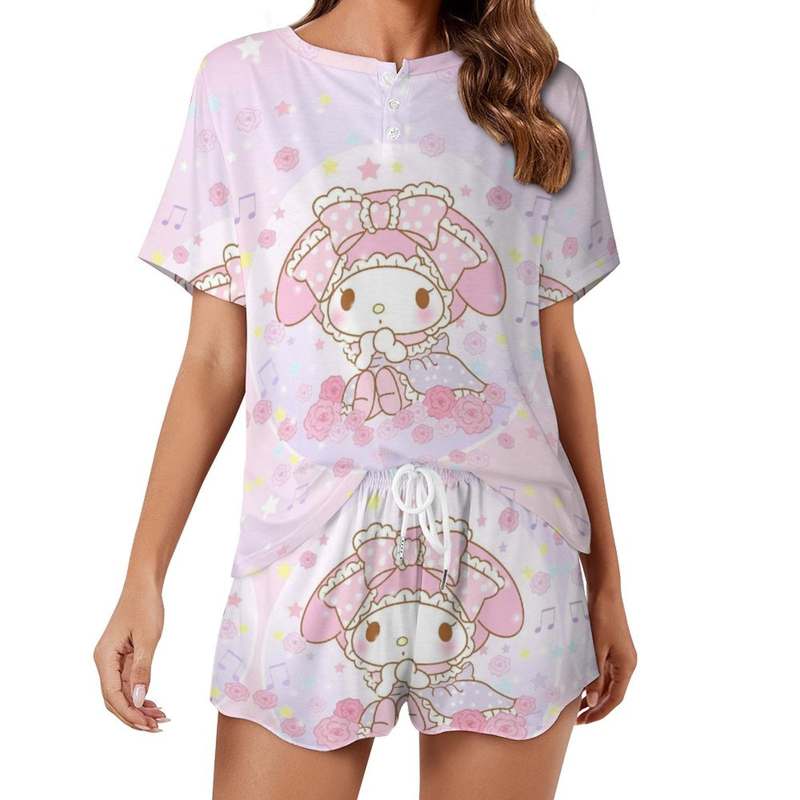 Kuromi And My Melody Women Pajamas Set Loungewear Sleepwear 2 Piece PJ ...