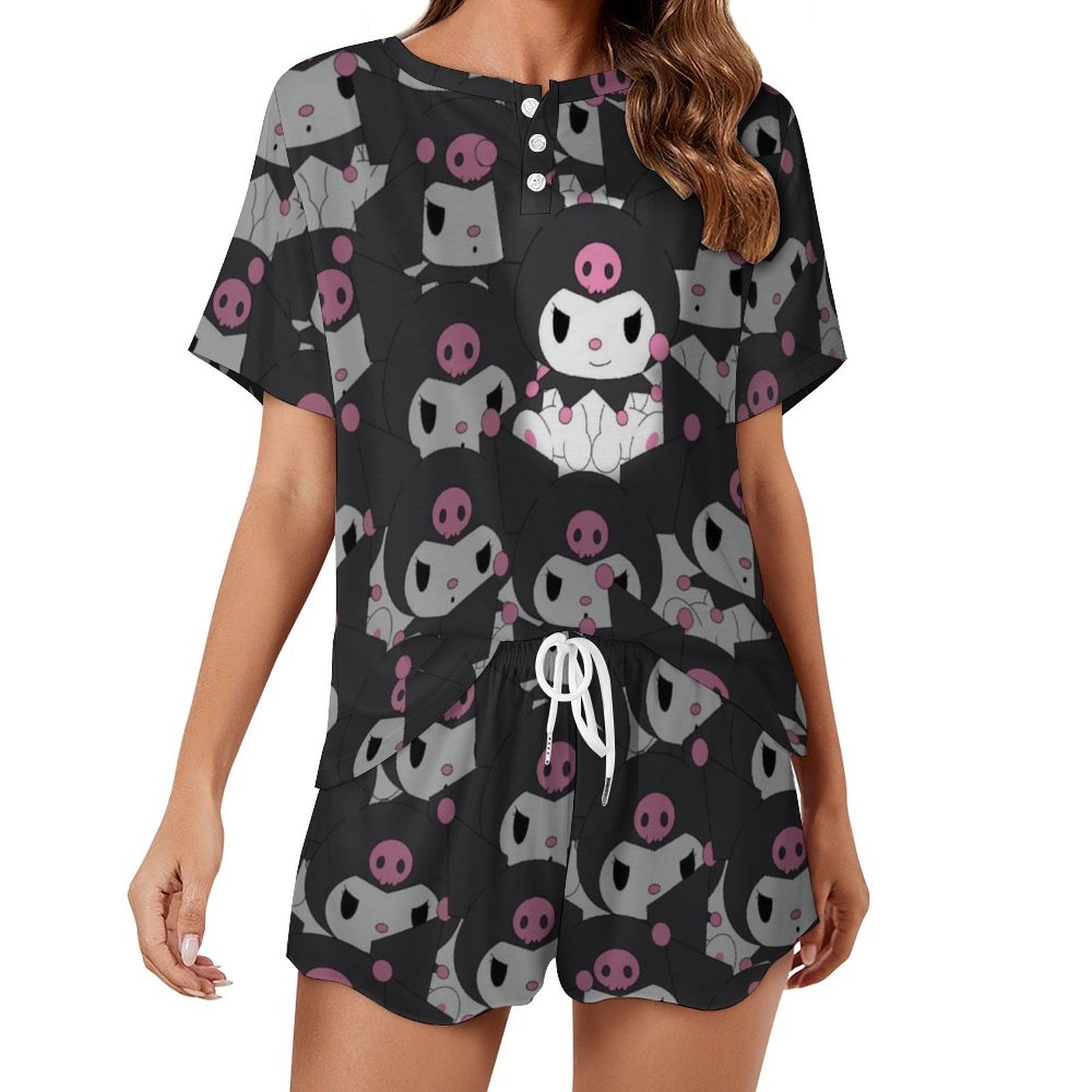 Kuromi And My Melody Women Pajamas Set Loungewear Sleepwear 2 Piece PJ ...