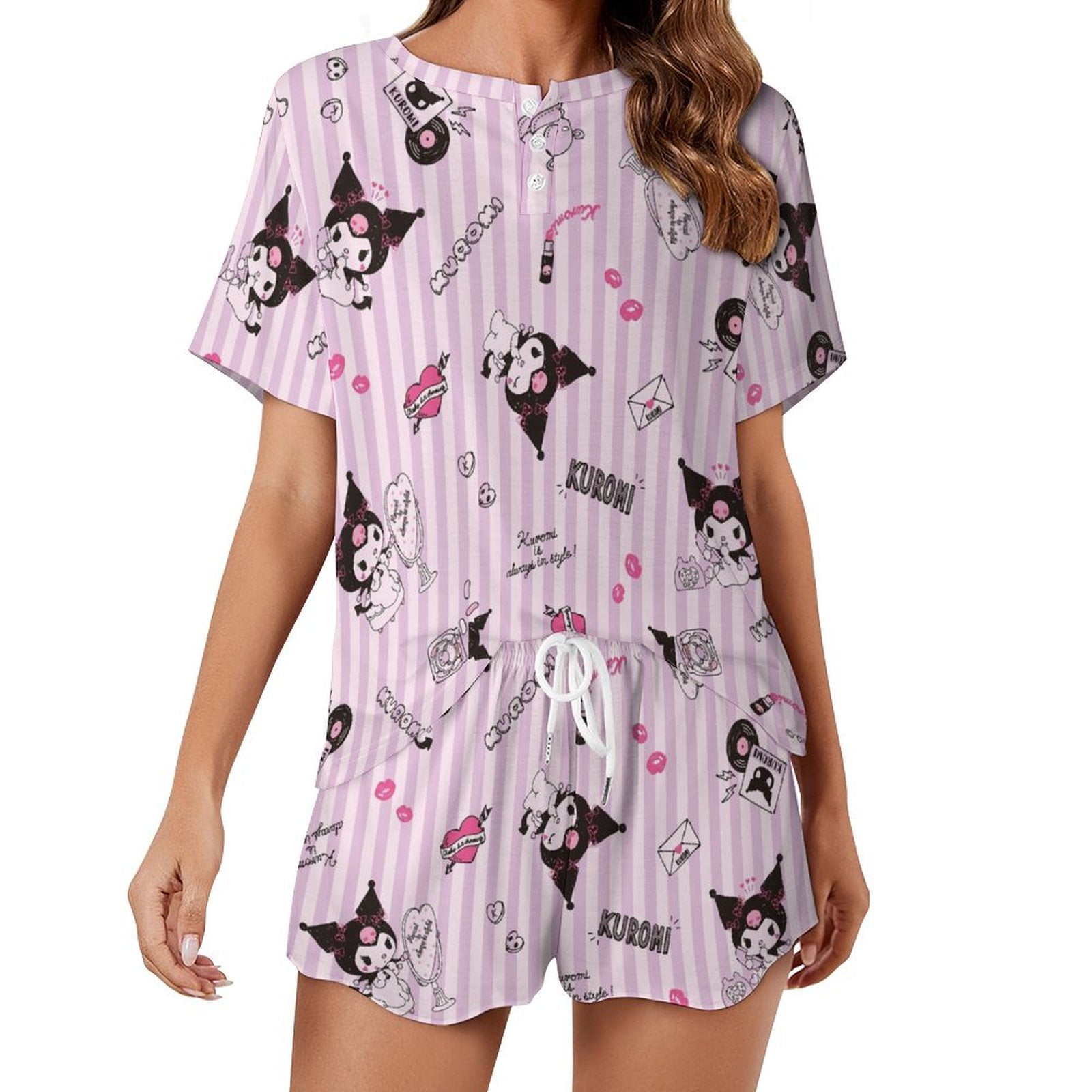 Kuromi And My Melody Women Pajamas Set Loungewear Sleepwear 2 Piece PJ ...