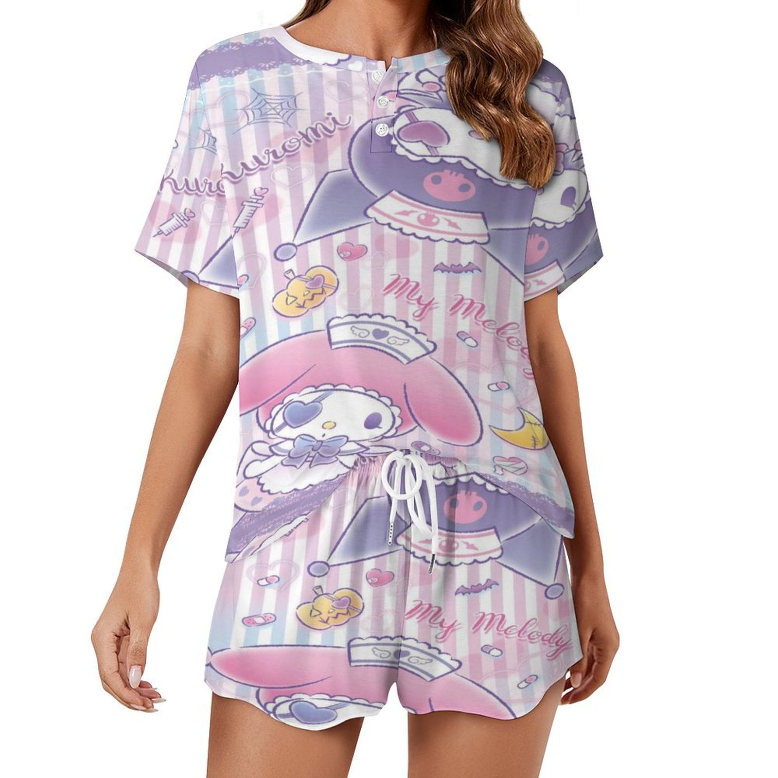 Kuromi And My Melody Women Pajamas Set Loungewear Sleepwear 2 Piece PJ ...