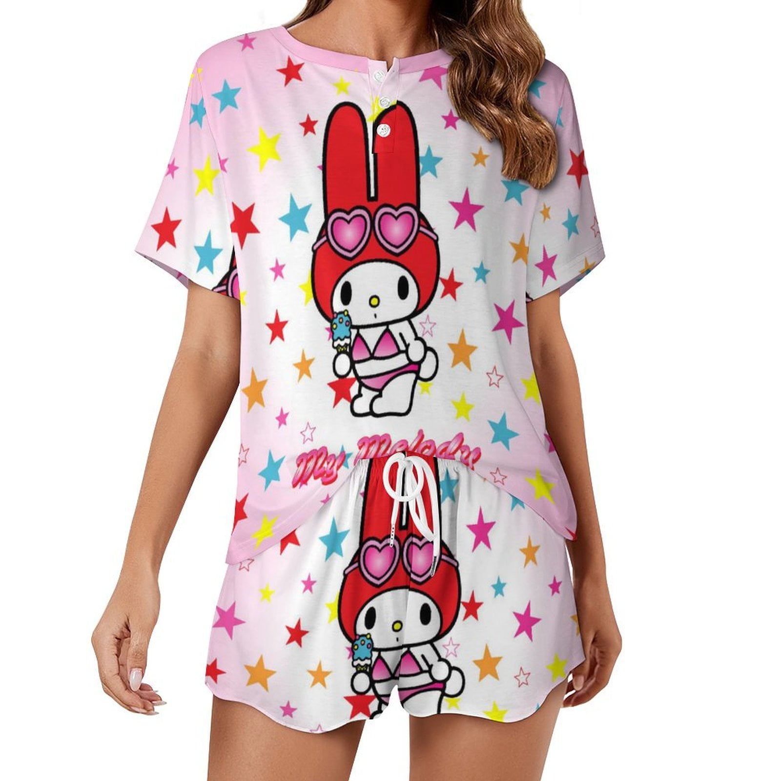 Kuromi And My Melody Women Pajamas Set Loungewear Sleepwear 2 Piece PJ ...
