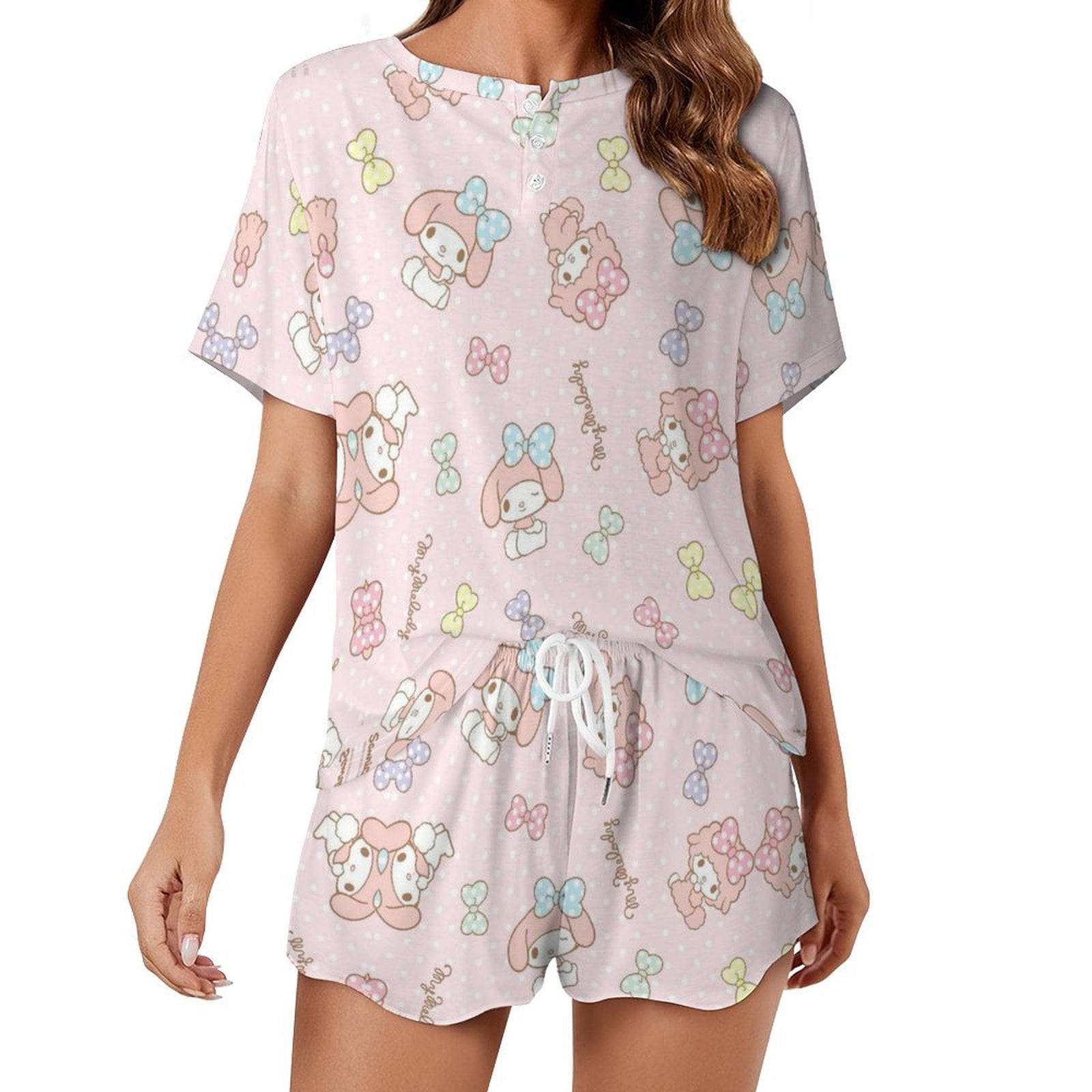 Kuromi And My Melody Women Pajamas Set Loungewear Sleepwear 2 Piece PJ ...