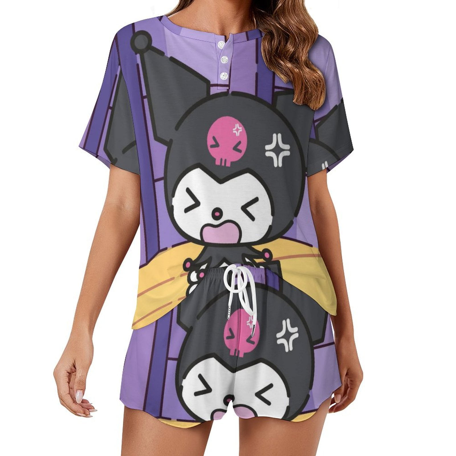 Kuromi And My Melody Women Pajamas Set Loungewear Sleepwear 2 Piece PJ ...