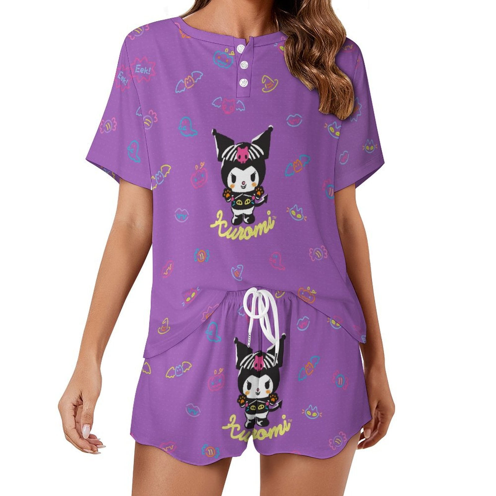 Kuromi And My Melody Women Pajamas Set Loungewear Sleepwear 2 Piece PJ ...