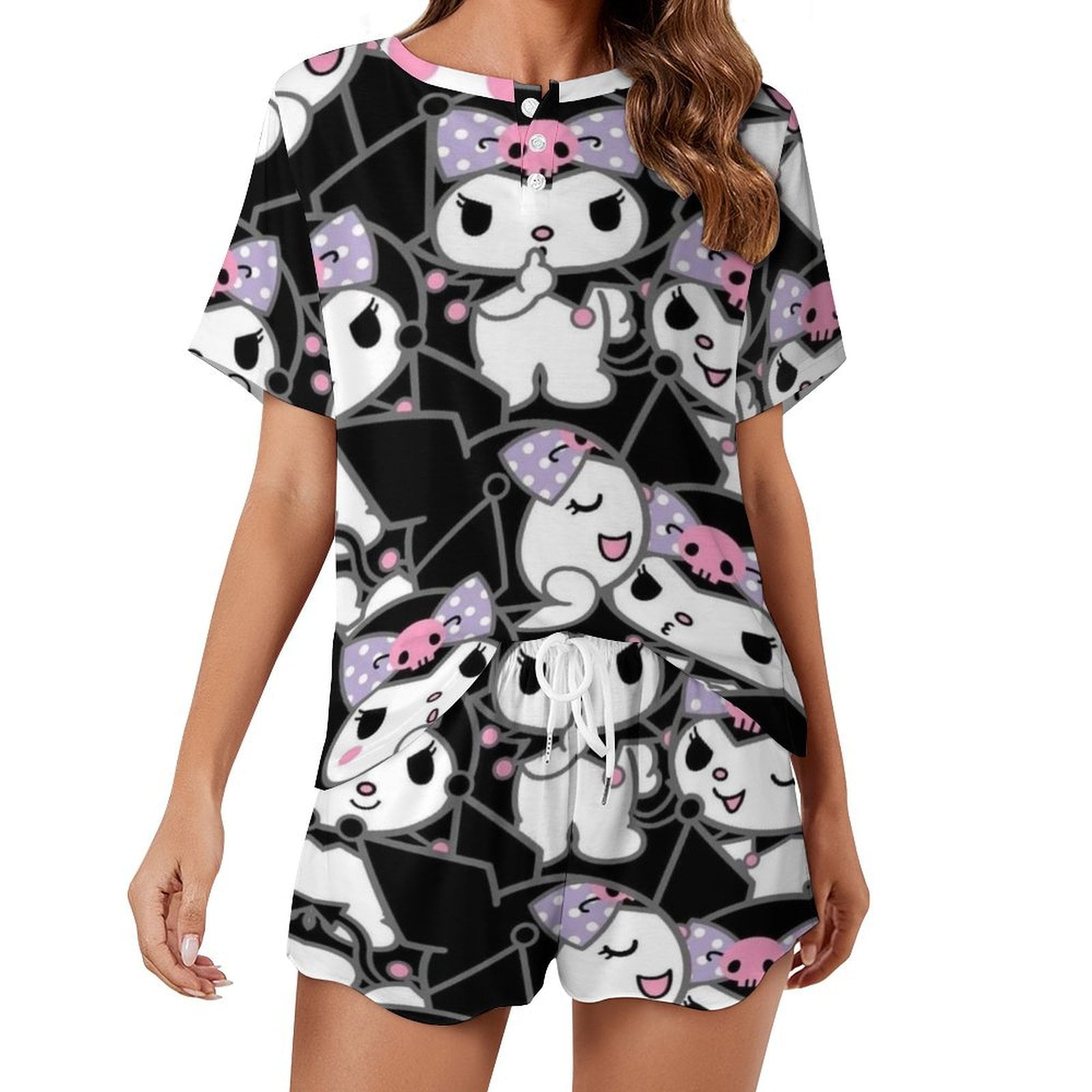 Kuromi And My Melody Women Pajamas Set Loungewear Sleepwear 2 Piece PJ ...