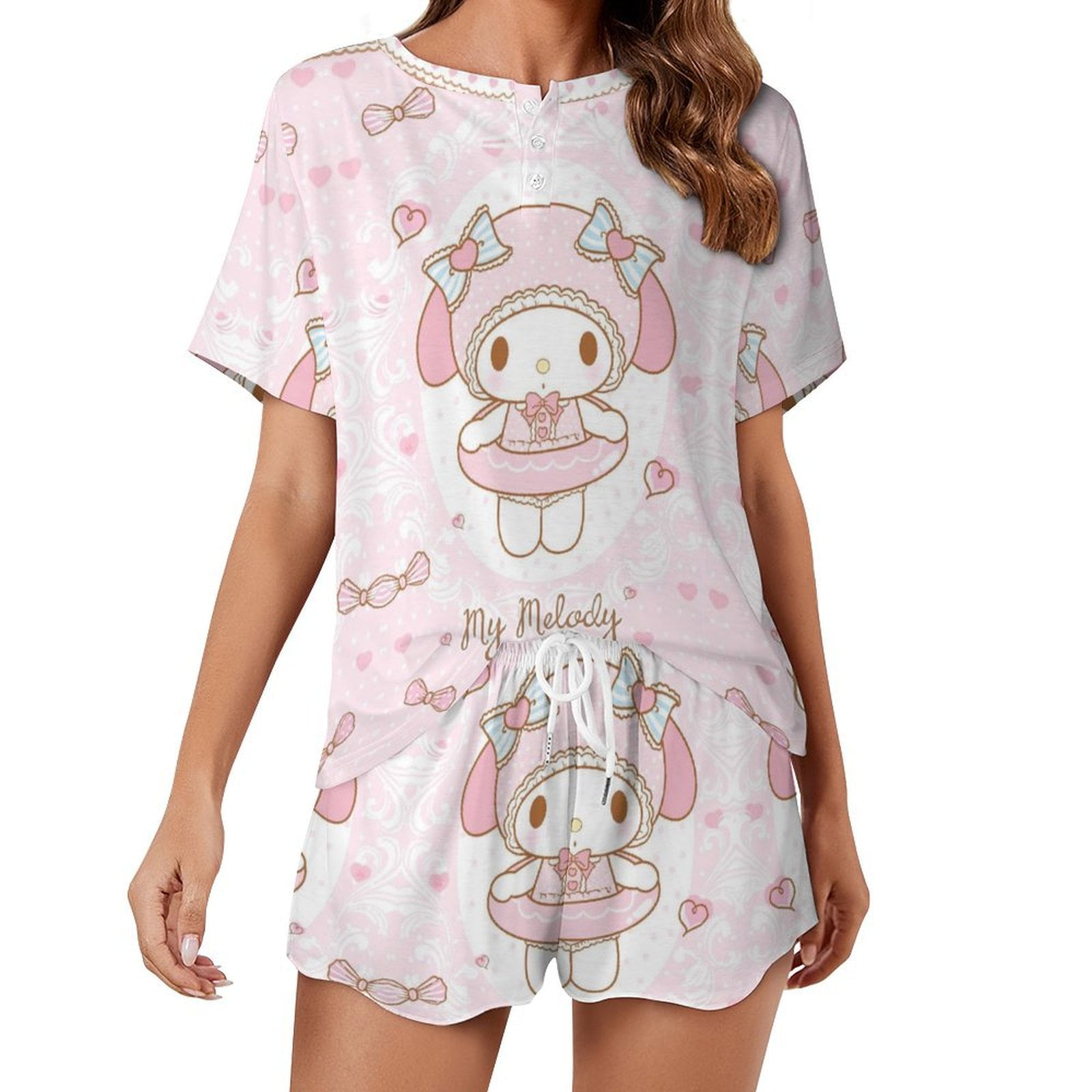 Kuromi And My Melody Women Pajamas Set Loungewear Sleepwear 2 Piece PJ ...