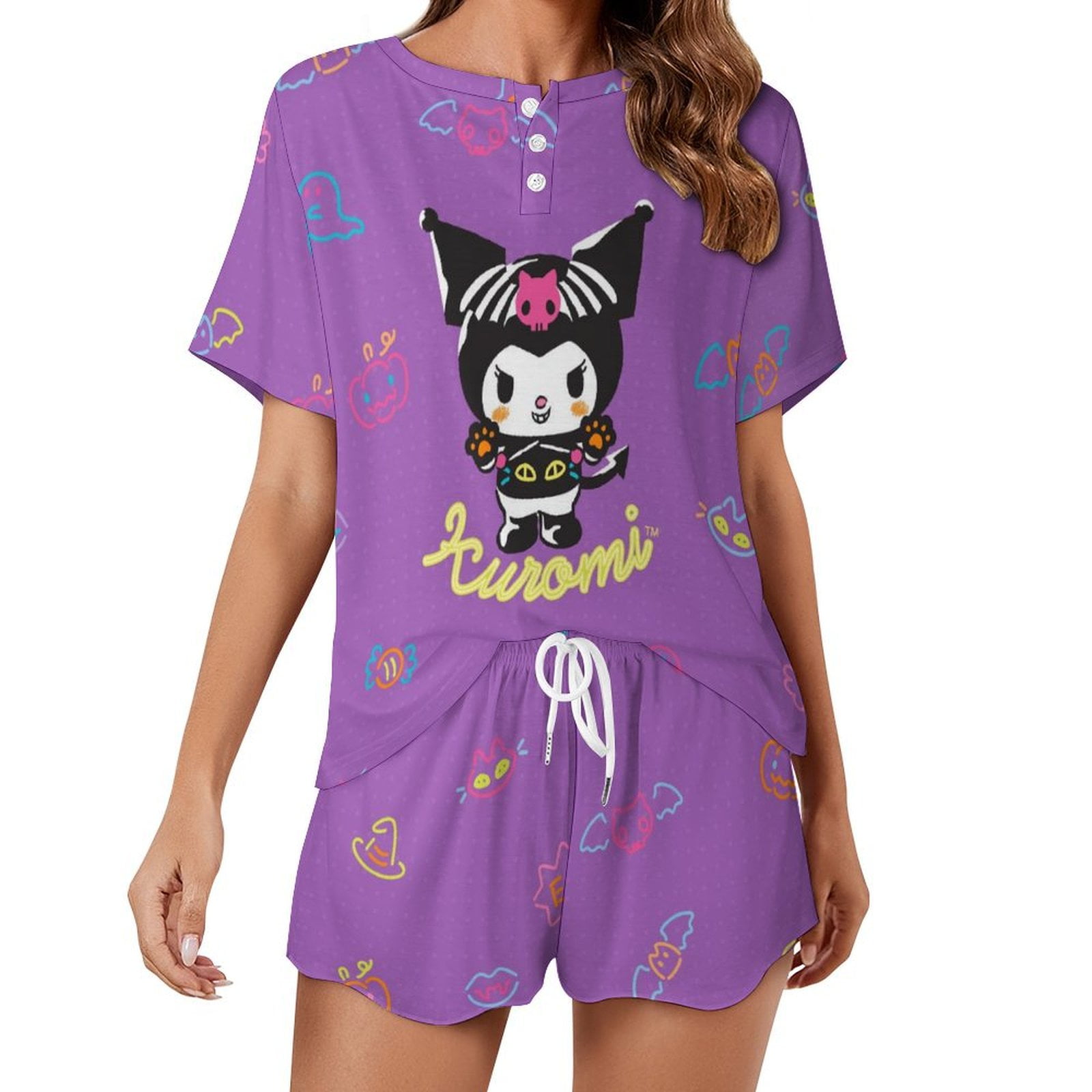 Kuromi And My Melody Women Pajamas Set Loungewear Sleepwear 2 Piece PJ ...