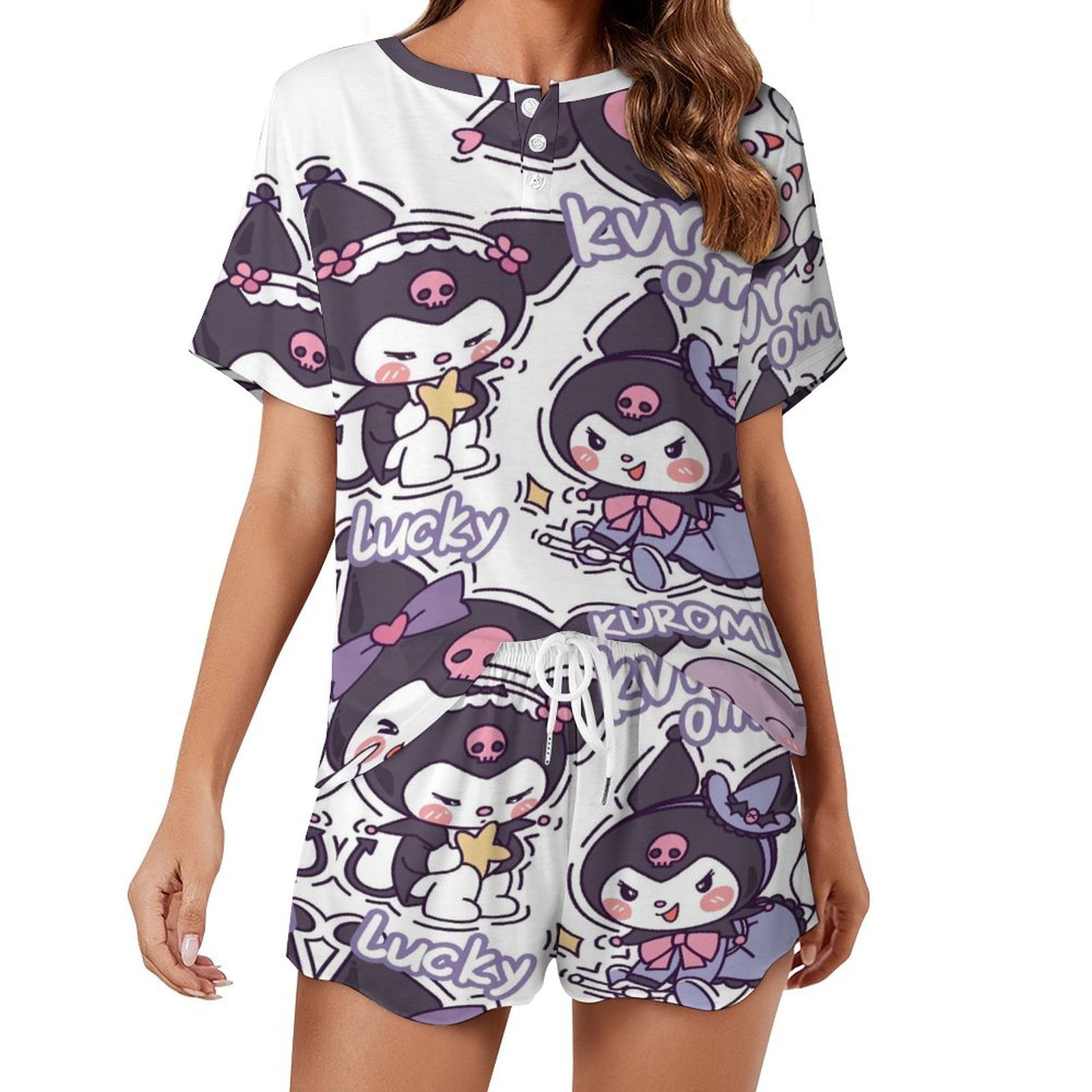 Kuromi And My Melody Women Pajamas Set Loungewear Sleepwear 2 Piece PJ ...