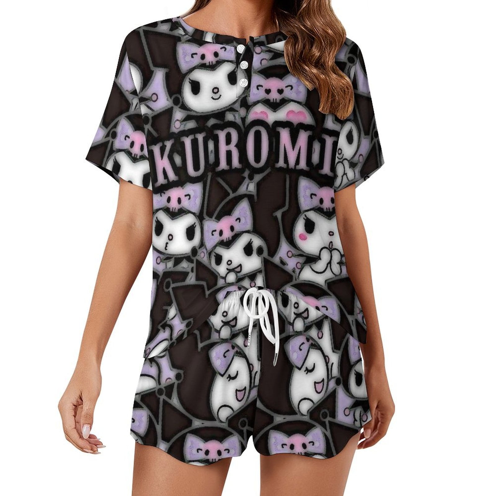 Kuromi And My Melody Women Pajamas Set Loungewear Sleepwear 2 Piece PJ ...